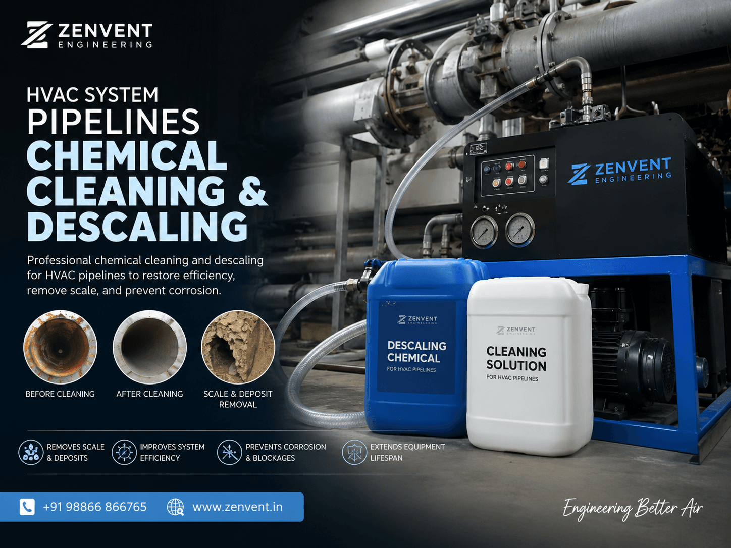 HVAC System Pipelines Chemical Cleaning & Descaling