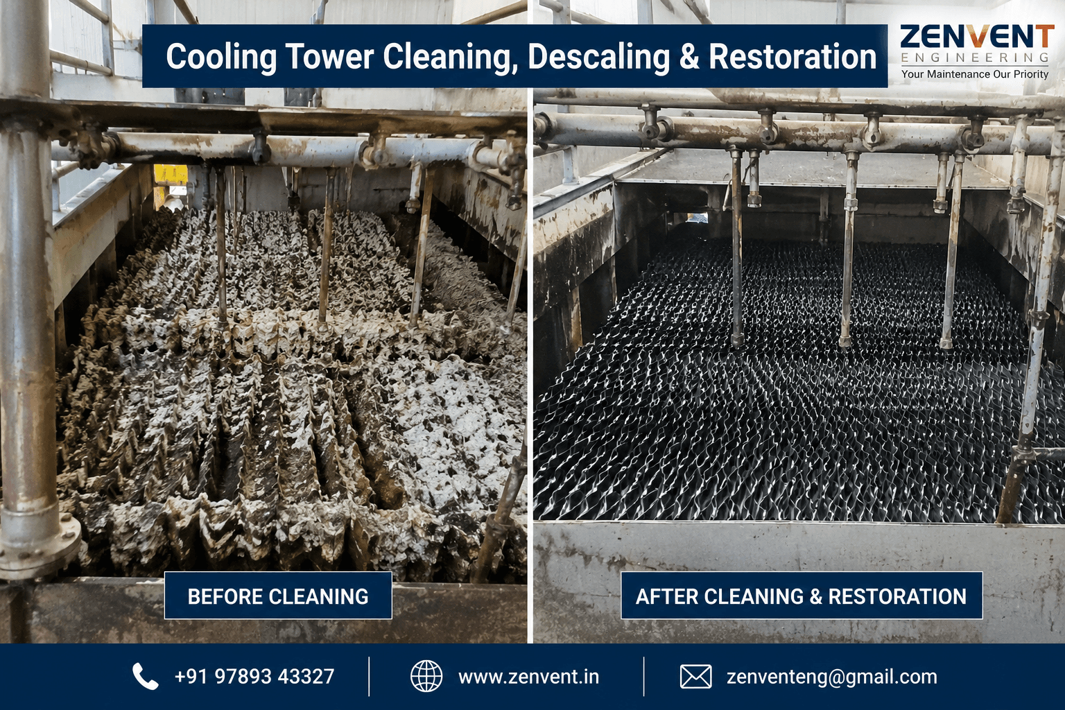 Cooling Tower Cleaning, Descaling & Restoration